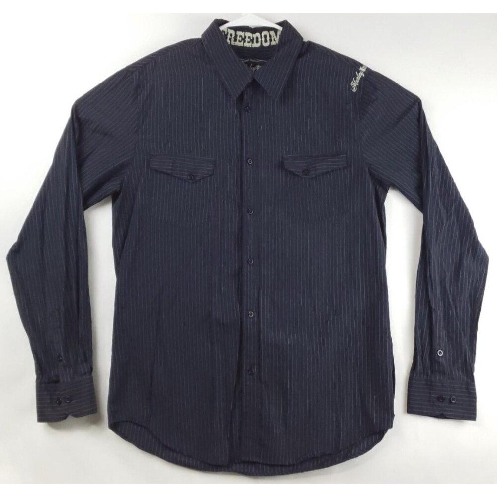 Hurley Shirt Mens Large Black Striped Long Sleeve Freedom Button-Up